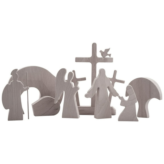 Easter Decorations,Wooden Nativity Set Wooden Manger Creche Nativity Scene Educating Wedd