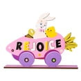 thumbnail image 1 of Easter Decorations Wooden Rejoice Bunny Sign 5.9 Inch Tabletop Display for Home, Easter Decor Painted Egg Letter Block for Pascua Accent, 1 of 7