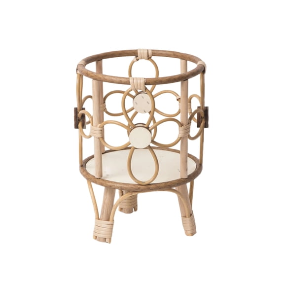 Easter Decorations Woven Rattan Plant Stand Rustic Flower Pot Holder Boho Desktop Planter Stand for Indoor Outdoor Balcony Garden Home Home Decor, Khaki Size:S