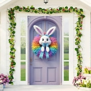 Easter Decorations for Front Door Easter Wreaths Sign Decoration Holiday Decor Accessory Hanging Door Cover Door Banner Indoor Outdoor