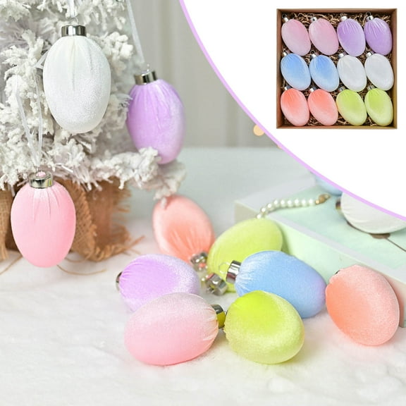 Easter Decorations for Home Clearance! 12PCS Easter Eggs Colorful Flocking Easter Bunny Eggs Egg Field Decoration Decoration Pendant