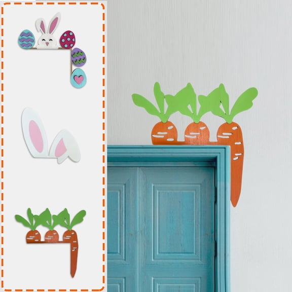 Easter Decorations for Home bunny easter Wooden Corner Picture Frame With Rabbit And Egg Pattern Spring Theme Decorative Photo Display