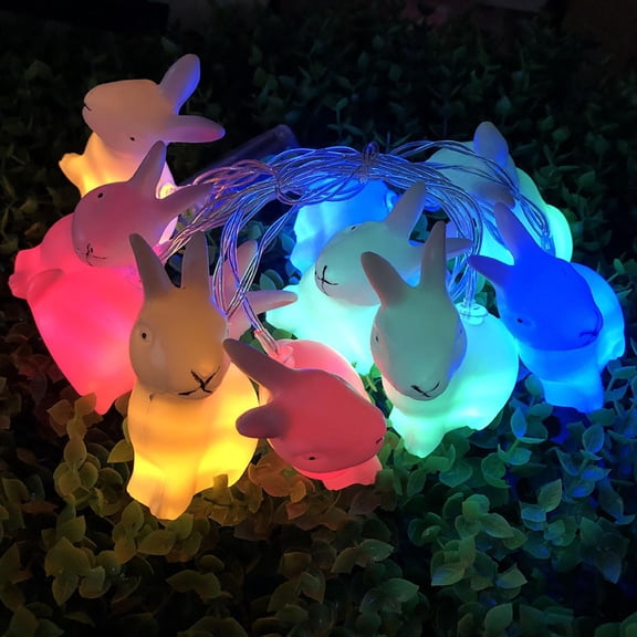 Easter Decorationss, Cute Easter Rabbit Night Light, 4.9Ft Battery Operated String Lights, 10LED Fairy Lights for Home Indoor Bedroom Party Festival Decors(multicolor Lamp)