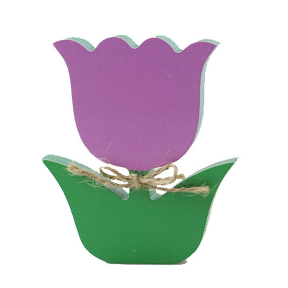 Easter Decoratios Bunny Flower Wooden Signs Decor Spring Tiered Tray Decor Farmhouse Table Centerpieces Tray Decorations Indoor for Home Party Office(Purple)