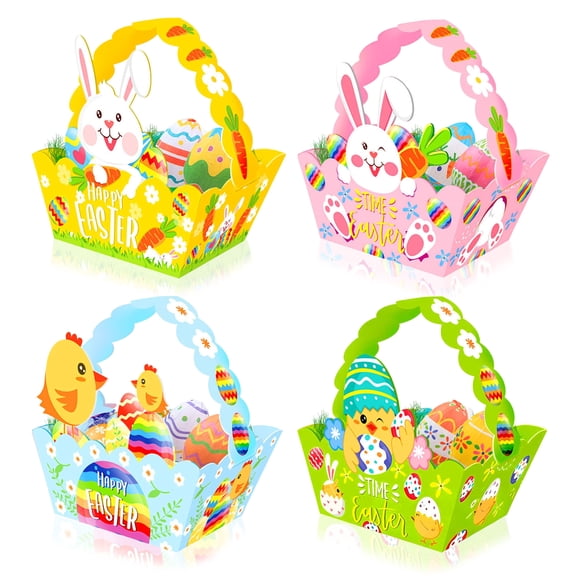 Easter Decorative Basket & Egg Set - Cartoon Rabbit Chick Design for Party Favors, DIY Crafts & Festive Decor