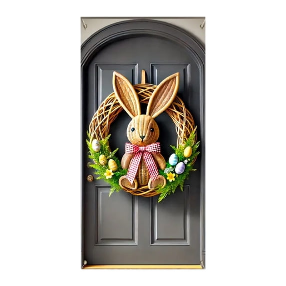 Easter Decorative Door Cover, 12.99×10.24" Stretch Nylon Fabric Backdrop Door Porch Covers for Home Party Holidays Decoration