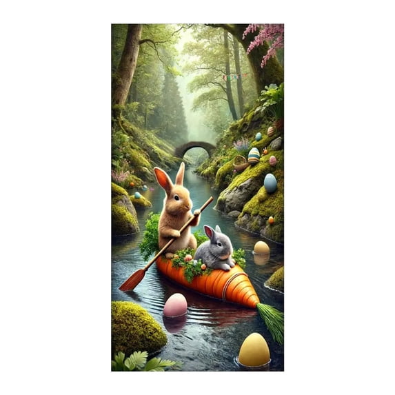Easter Decorative Door Cover, 12.99×10.24" Stretch Nylon Fabric Backdrop Door Porch Covers for Home Party Holidays Decoration