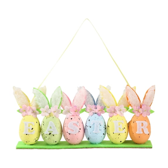 Easter Decorative Eggs with Bunny Ears, Flowers & Letters – Colorful Plastic Ornaments for Spring Party, Table Centerpieces & Home Decor