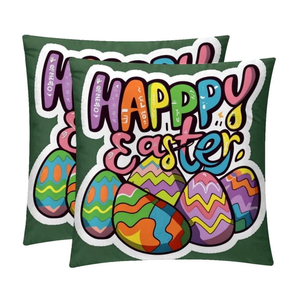 Easter Decorative Pillows Covers with Unique Patterns for Bed, Home Decor - Set of 2 Pillow Inserts - Available in 16x16, 18x18, 20x20 Inches for Various Occasions