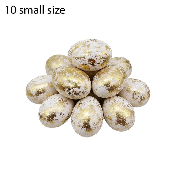 Easter Decorative Plastic Eggs, Slivery Gold Speckled Faux Eggs 3 x 4 cm for Easter Party Decor, Crafts and Home Display, 10 Pack