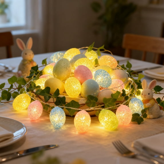 Easter Decorative String Lights, Bulb Fairy Lights For Spring Festival Decor, Indoor Outdoor Party Lighting, Creates Vibrant Festive Ambiance(A)