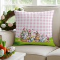 thumbnail image 1 of Easter Decorative Throw Pillow Covers 20x20 Inch Set of 2 Easter Eggs Bunny Home Decor Pillow Cases for Couch, Pink Plaid Rabbit Flower Leaves Cushion Case for Living Room Bedroom Bed Car Chair, 1 of 9