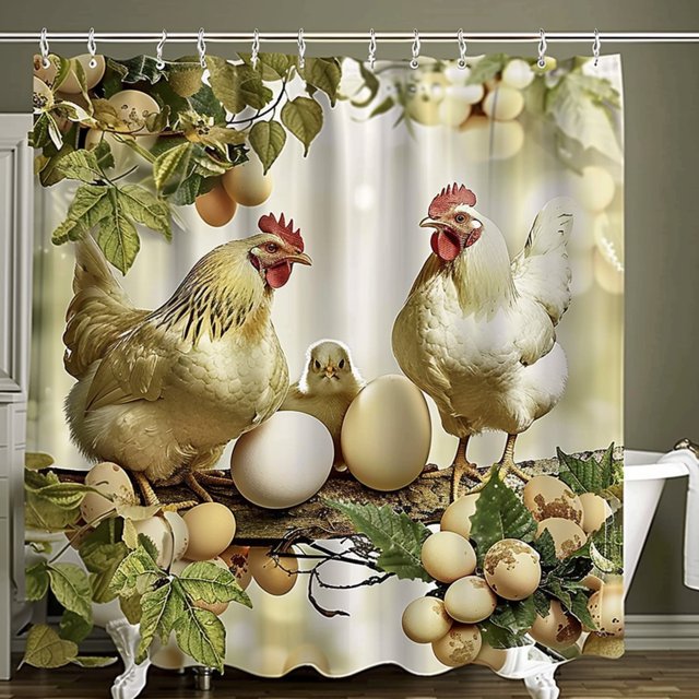 Easter Delight Chicken & Egg Shower Curtain for Bathroom Decor