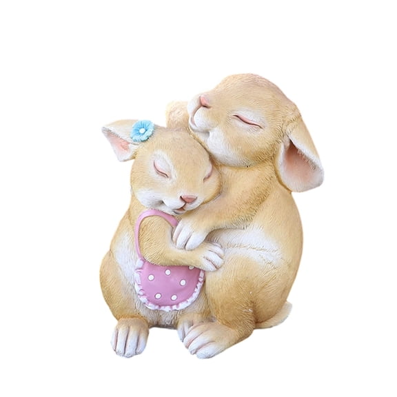 Easter Desktop Ornament, Easter decor, Easter Bunny Figurine Resin Hand Painted Bunny Garden Statue Cute Retro Outdoor Standing Kissing Bunny Sculpture.