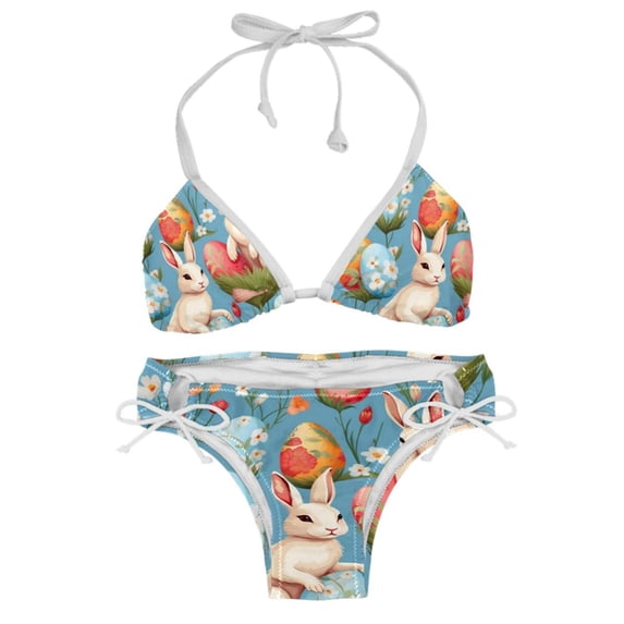 Easter Detachable Sponge Adjustable Strap Bikini Set Two-Pack Swimming Suits One-Piece Swimsuits - Ideal for Beach and Pool Parties
