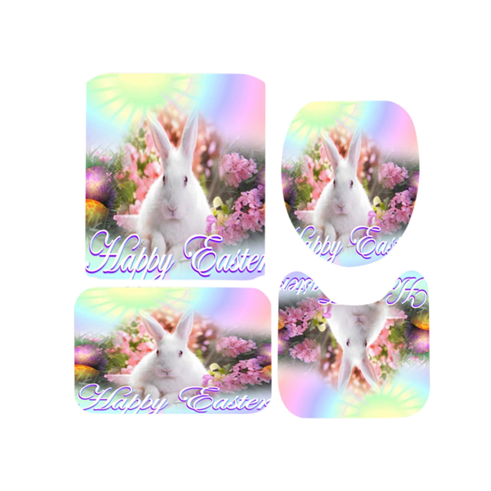 Easter Digital Print And Polyester Bathroom 4 Piece Set Bathroom