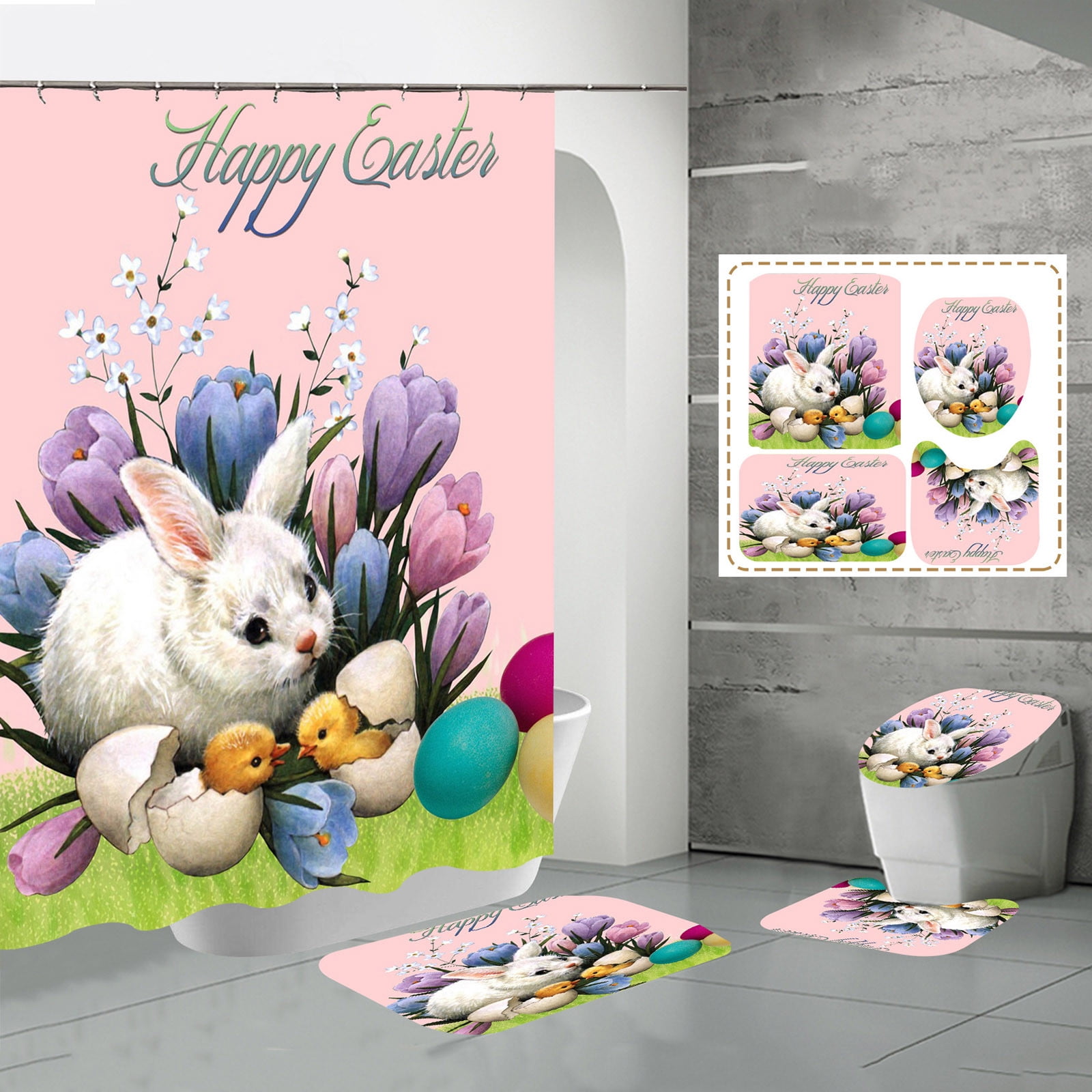Easter Digital Print And Polyester Bathroom 4 Piece Set Paper Towel