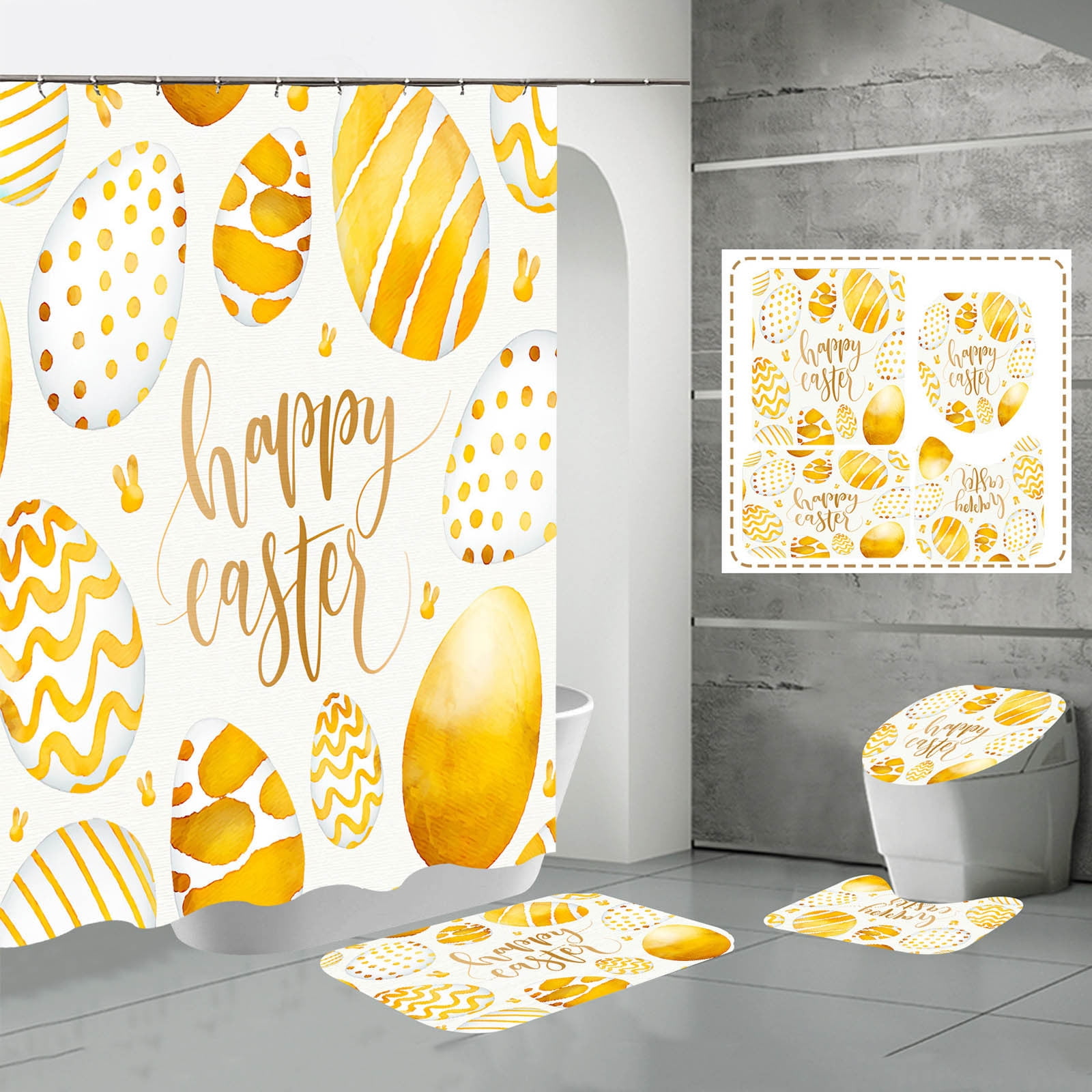 Easter Digital Print And Polyester Bathroom 4 Piece Set Bathroom