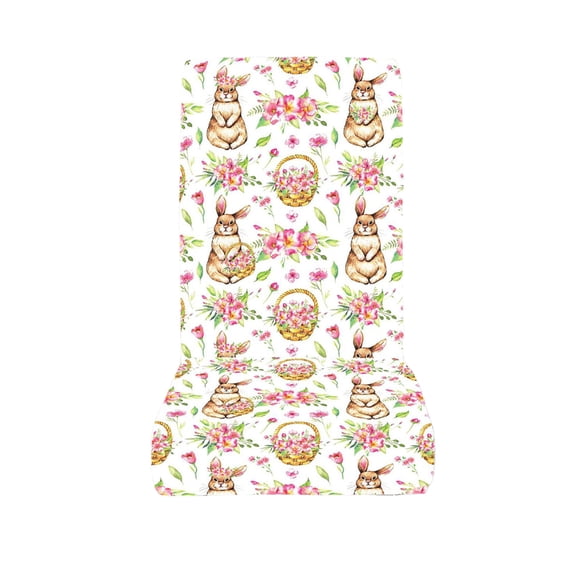 Easter Dining Chair Covers, Removable Washable Chair Back Protectors, Rabbit Themed Kitchen Home Decor with Holiday Patterns