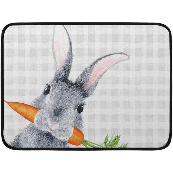 Easter Dish Drying Mat 18x24 Inch,Rabbit Carrot Absorbent Drainer Rack Mats Absorbent Fast Dry Dish Pad Protector Kitchen Counter Accessories