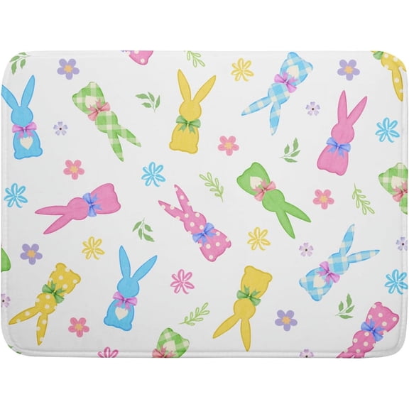 Easter Dish Drying Mat for Kitchen Counter Cute Bunny Floral Holiday Microfiber Absorbent Dish Draining Reusable Washable Foldable Extra Large 18"x24"