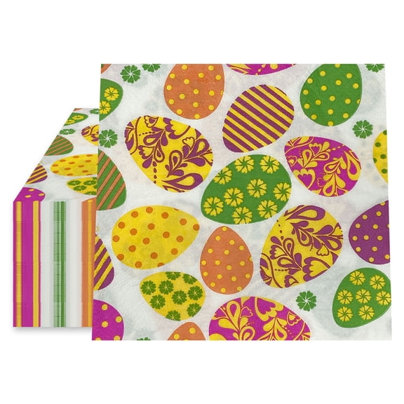 Easter Disposable Paper Napkins - 20 Count, 6.5 x 6.5 in, Multicolor - Disposable Printed Cocktail Napkins & Party Serviettes for Buffets, Table Settings & Drinks