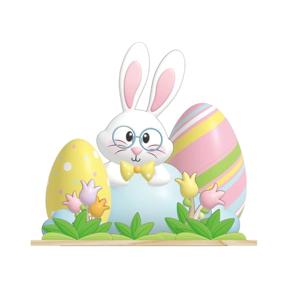 Easter Diy Wooden Multi-Layered Bunny & Egg Decorations Craft Kit - With Stackable Bunny Egg Design For Spring Display - For Easter Party, Home Office, Craft Activity