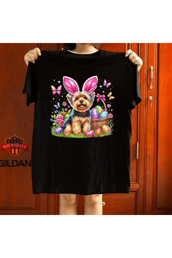 Easter Dog T Shirt Yorkshire Terrier Bunny Puppy Holiday Graphic GiftV40101,for unisex up to 5XL