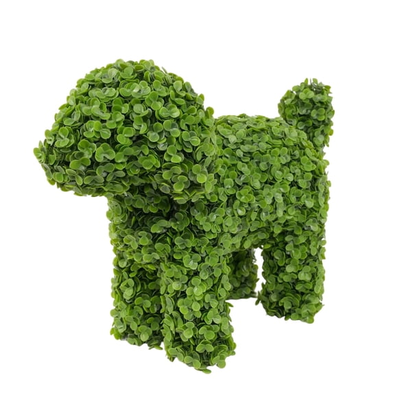 Easter Dog Topiary, 17.72Inch Green Flocked Dog Figurine Artificial Grass Animal Decor Flocked Puppy Ornament Garden Decoration Animal Figurines Garden Art Decor Home, Balcony, Yard, Desktop