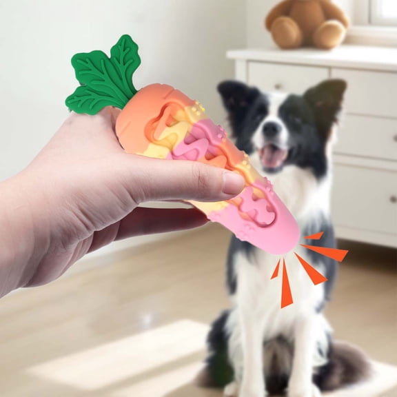 Easter Dog Toy Carrot Squeaky Toy for Teeth Cleaning Portable Interactive Pet Gift Durable Plastic 6x2 Inch Noise Making Chew Toy Hard Multicolor Pet Easter Gift Fun Dog Chew Bite