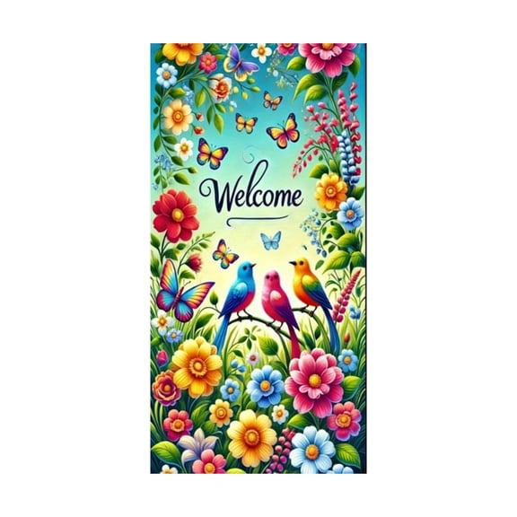 Easter Door Cover with Soft Woven Texture Wrinkle-Resistant Vibrant Decorative Eye-Catching Cheerful for Front Door Indoor Wall Decor Easter Party Welcoming Home Decoration Holi