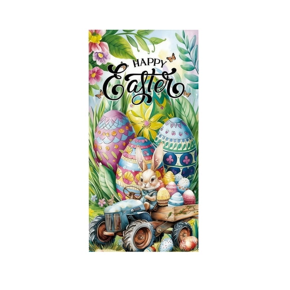 Easter Door Curtain – Full Coverage Polyester Door Banner for Holiday Party Decor, Classroom & Home Entry Display, 71×35 inch