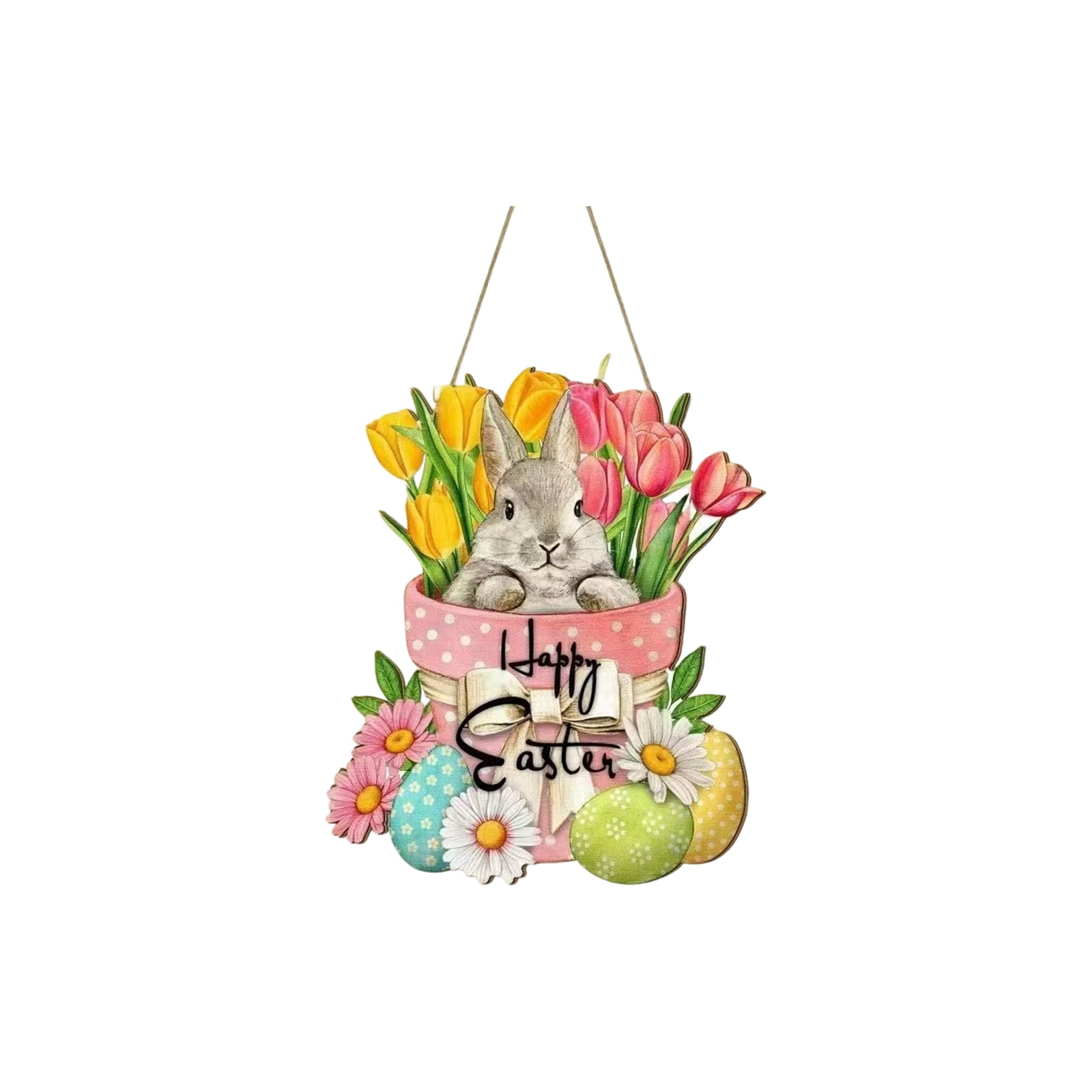 Easter Door Decor, Holiday Door Hanger, Festive Bunny and Egg Design ...