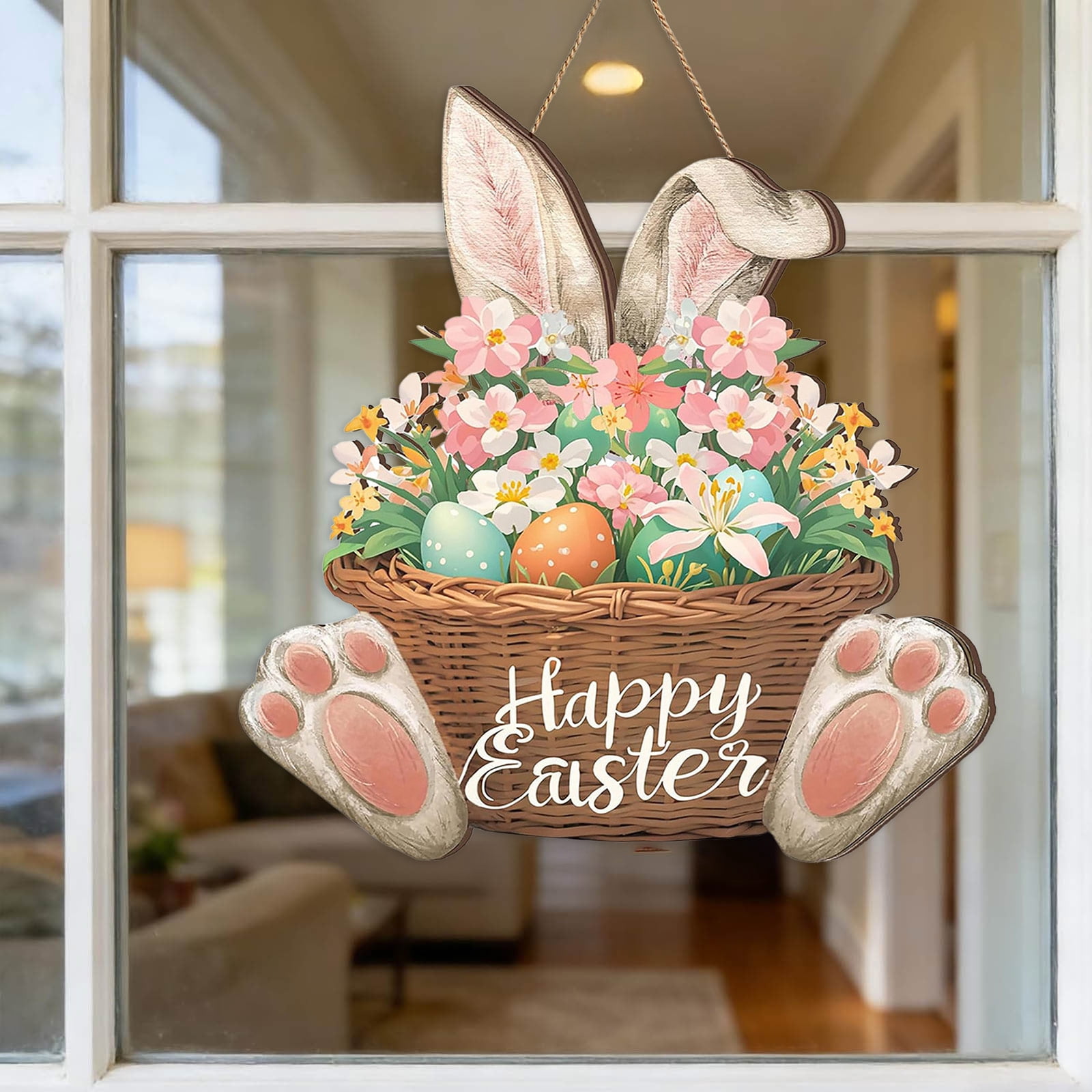 Hm Door Rabbit Easter Door Decorations Wooden Rabbit Wreaths for Front Door Rabbit ...