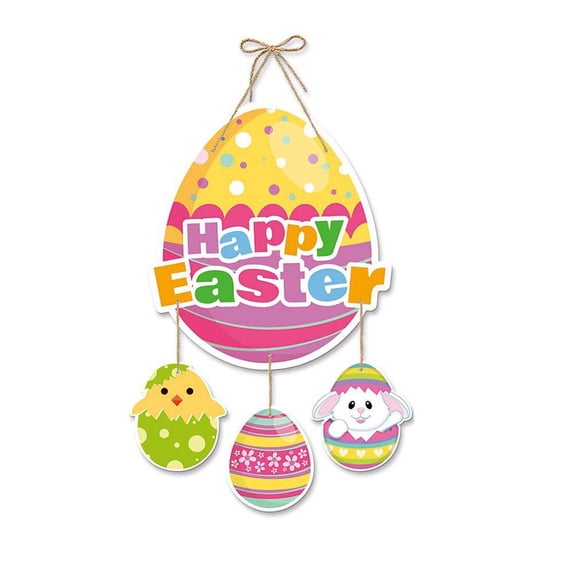 Easter Door Hanger Decorations Spring Bunny Rabbit Carrot Egg Wall Window Hanging Ornament Home Party Holiday Decorative Supplies Indoor Outdoor Decor