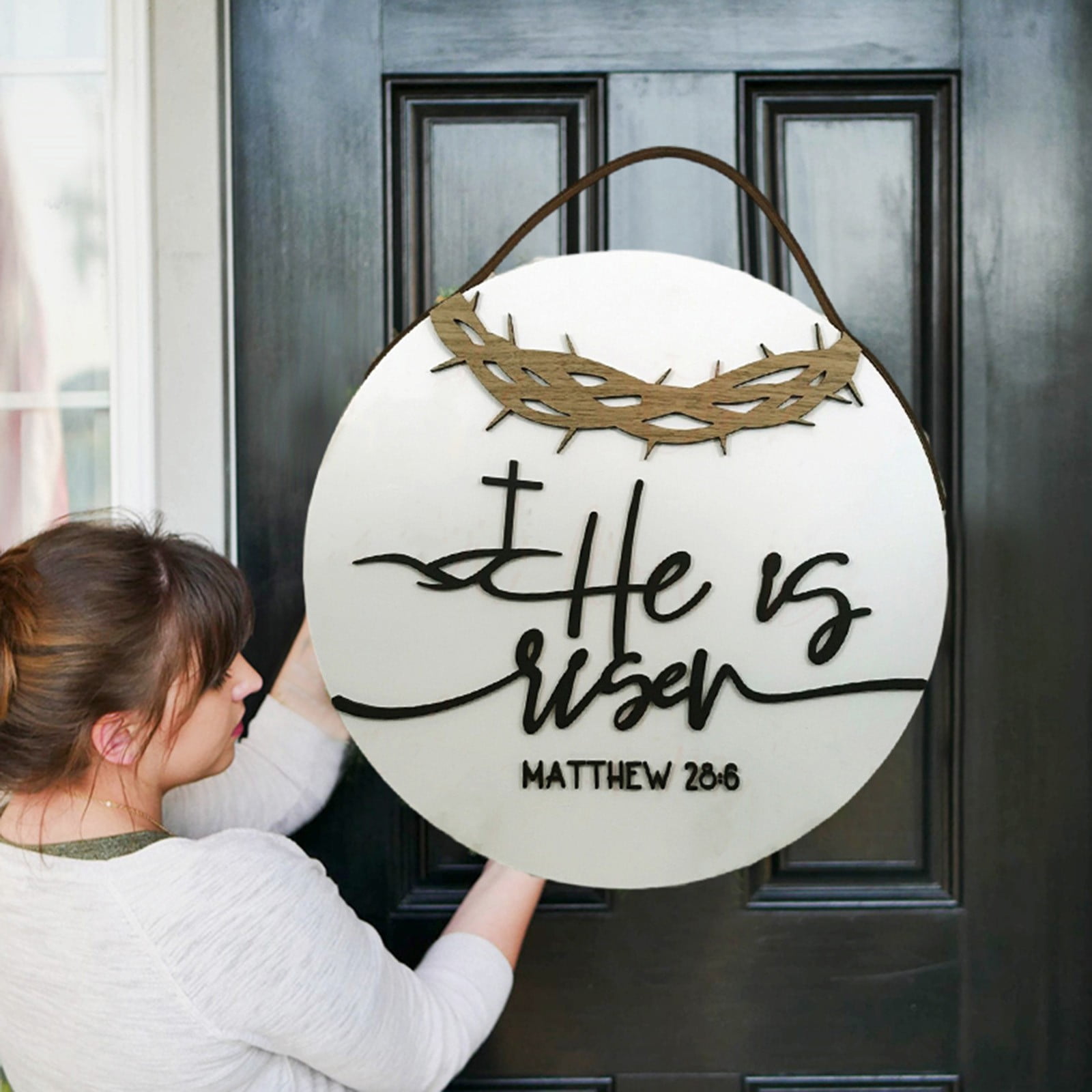 Easter Door Hanger Sign,Easter Religious Sign For Wall Front Door Home