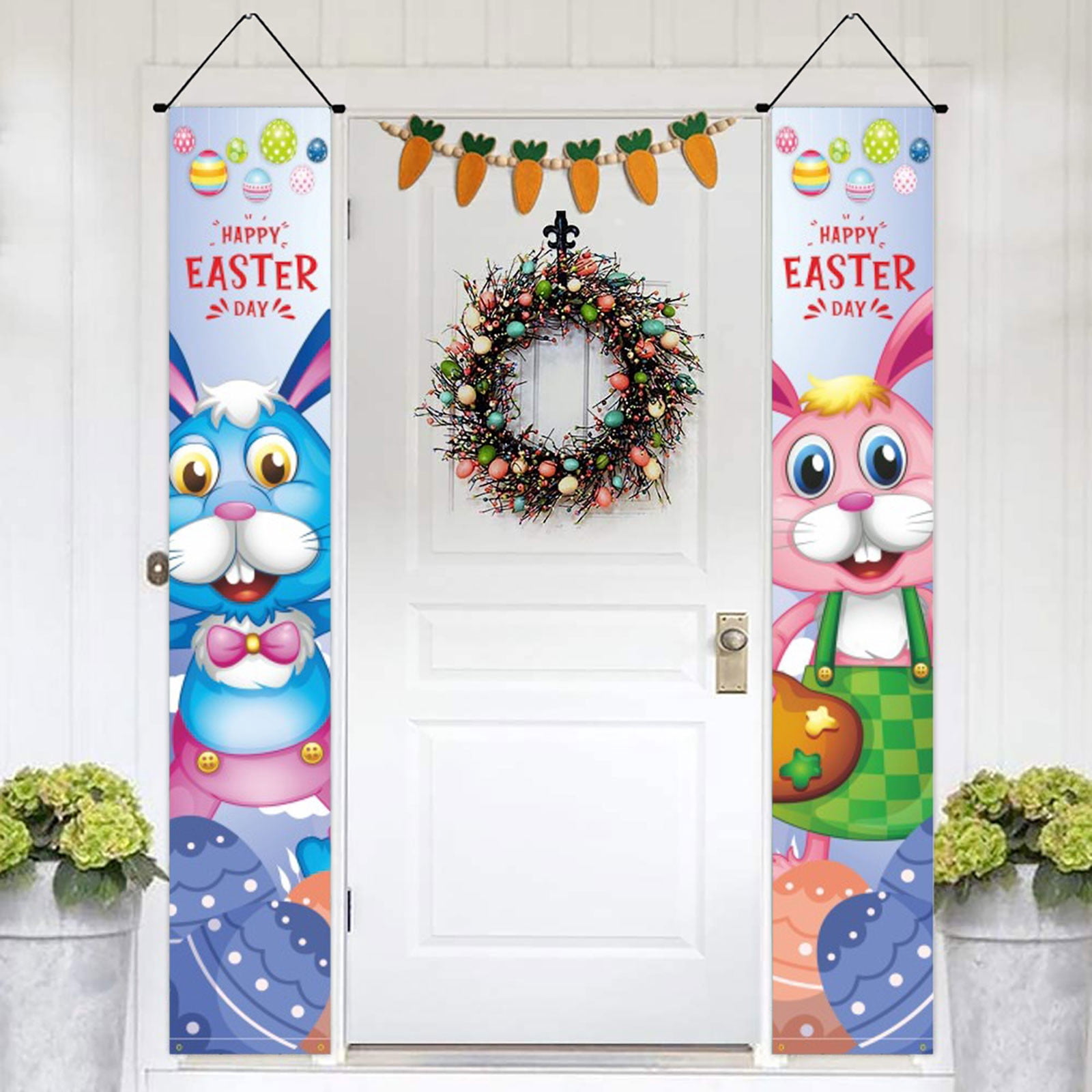 Easter Door Hanging Flag Home Door Decoration Cute Cartoon Bunny