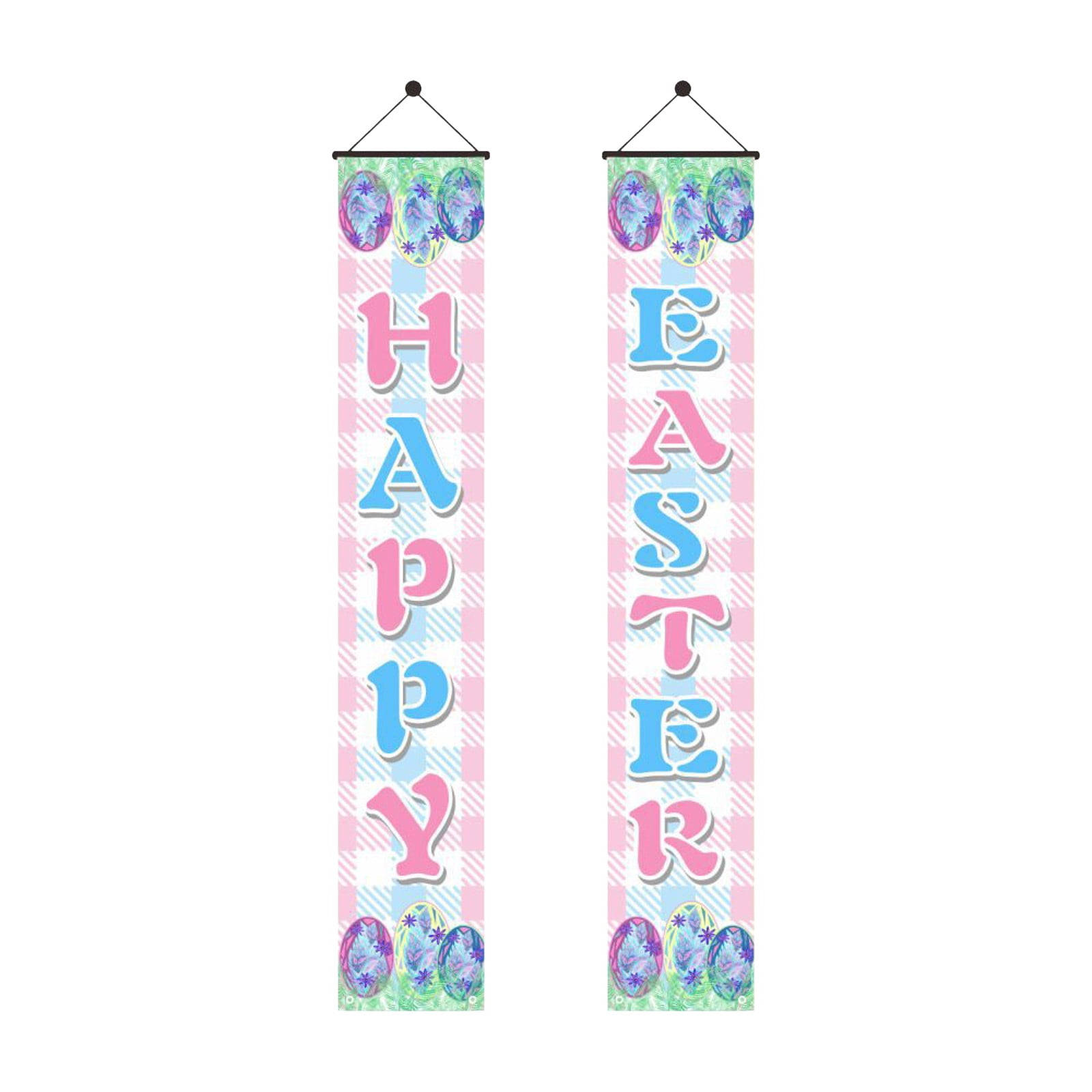 Easter Door Hanging Flags Cartoon Bunny Eggs Flower Patterns Festive