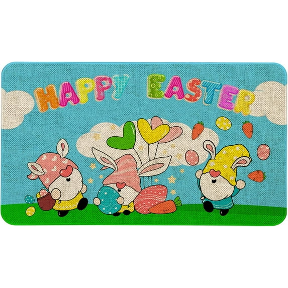 Easter Door Mat 30 X 17 Inch Easter Bunny Gnome Doormat Indoor Outdoor Entrance Floor Mat Non Slip Easter Decor Rubber Mats