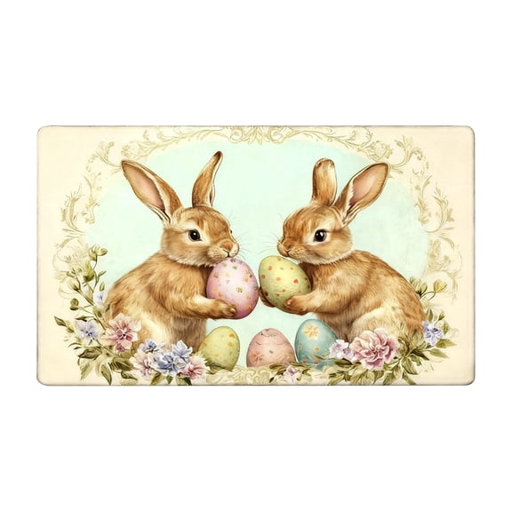 Easter Door Mat Easter Bathroom Rug Spring Bunny Egg Bath Mat Cute Rabbit Soft Absorbent Tufted Easter Bath Rugs Non Slip Washable for Bathroom Bedroom Living Room Spring Home Decor 1PC 23.6"x15.7"