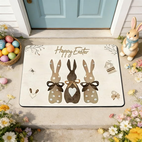 Easter Door Mat Non Slip Absorbent Floor Rug, Washable Kitchen Mat for Entrance Porch Bathroom Decor, Holiday Themed Indoor Outdoor Carpet for Home(N)