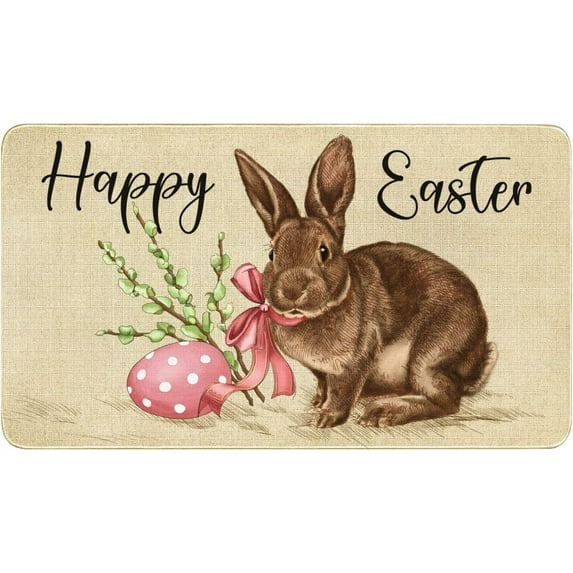 Easter Door Mat,Spring Bunny Egg Indoor Outdoor Non-Slip Doormat,Entryway Front Porch Rabbit Welcome Mat Colorful for Entrance Decor,30/'' x 17'''' (Happy Easter)