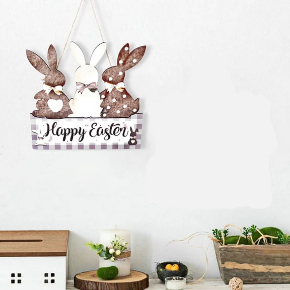 Easter Door Sign Easter Cartoon Wooden Hanging Spring Decoration Pendant Home Party Supplies Festival Atmosphere Scene Arrangement Props Indoor Outdoor Display Decoration