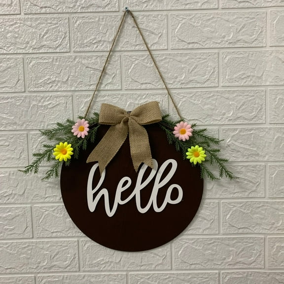 Easter Door Wreath Wooden Sign,Welcome Hanging Door Decorate Front Door Wreath Decor,Easter Wood Sign Christian Floral Easter Decor Jesus Wreath Religious Front Door Farmhouse Indoor Outdoor