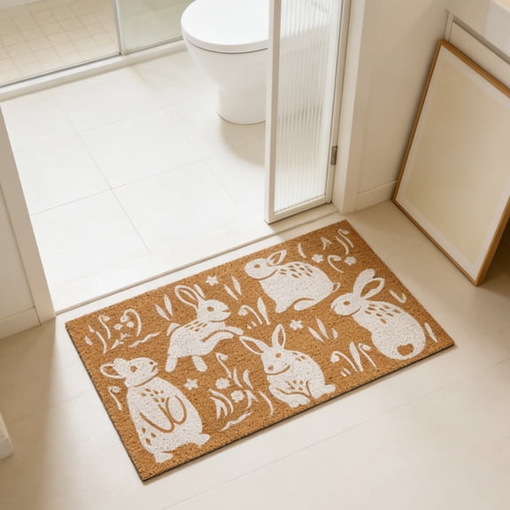 Easter Doormat, Non-Slip Entryway Rug, Indoor Outdoor Coir Mat, Spring Decorative Floor Carpet for Home and Patio, Durable and Weather Resistant Welcome Mat, Funny Easter Themed Doormat