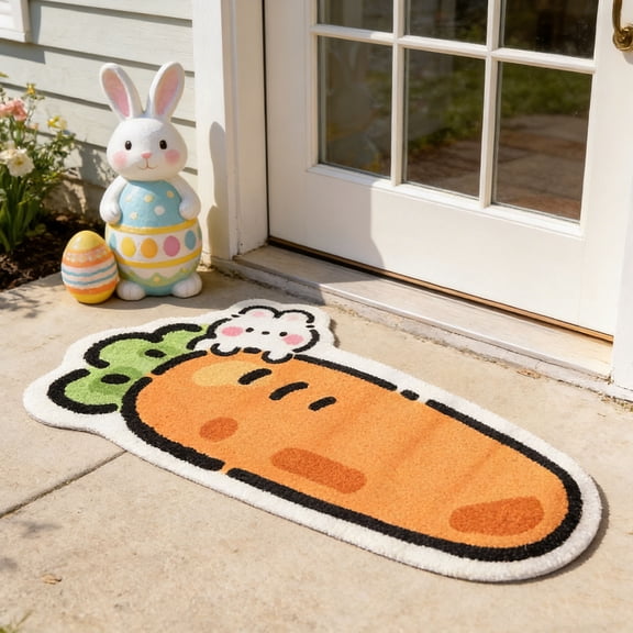 Easter Doormat Welcome Mat with Absorbent Quick-Dry Polyester, Non-Slip Backing for Indoor Outdoor Entryways, Spring Home Decor