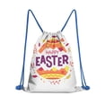 thumbnail image 1 of Easter Drawstring Backpack for Egg Hunt, 13.5" X 16.5" Waterproof Treat Bag, [Easter Theme] Print, 1 of 5