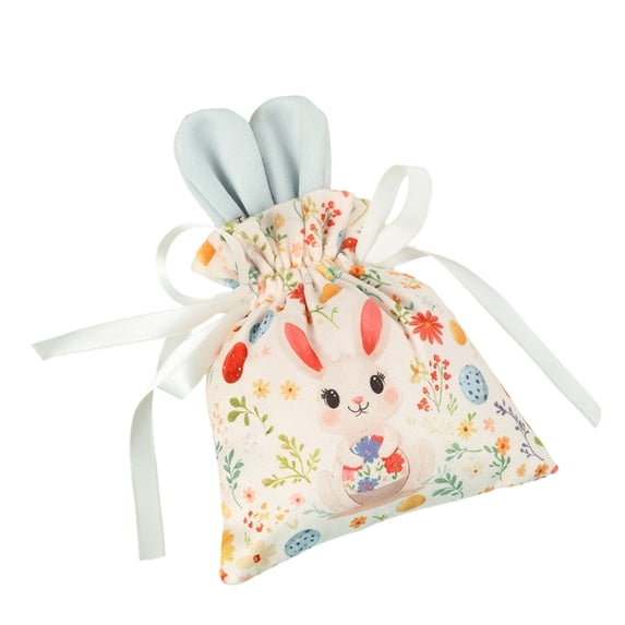 Easter Drawstring Candy Bag – Reusable Fabric Treat Bag with Cute Bunny Design for Kids Easter Egg Hunts, Party Favors & Gift Wrapping