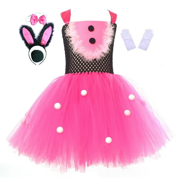 Easter Dress Bunny Cosplay Princess Dress Cute Rabbit Outfit #Z04 Pink,Light Pink,White 4-5 Years