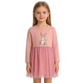 thumbnail image 1 of Easter Dress,Girls Long Sleeve Polka Dot Dress, Bunny Embroidery Tulle Princess Dress for Toddlers, Spring Fall Holiday Casual Outfit(Pink,2-3 Years), 1 of 8